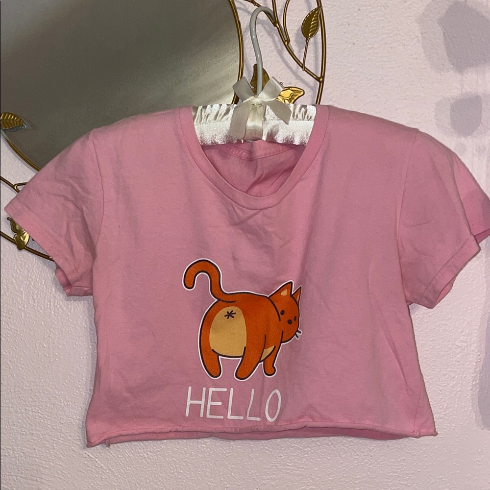 Pink Cat Graphic T-Shirt